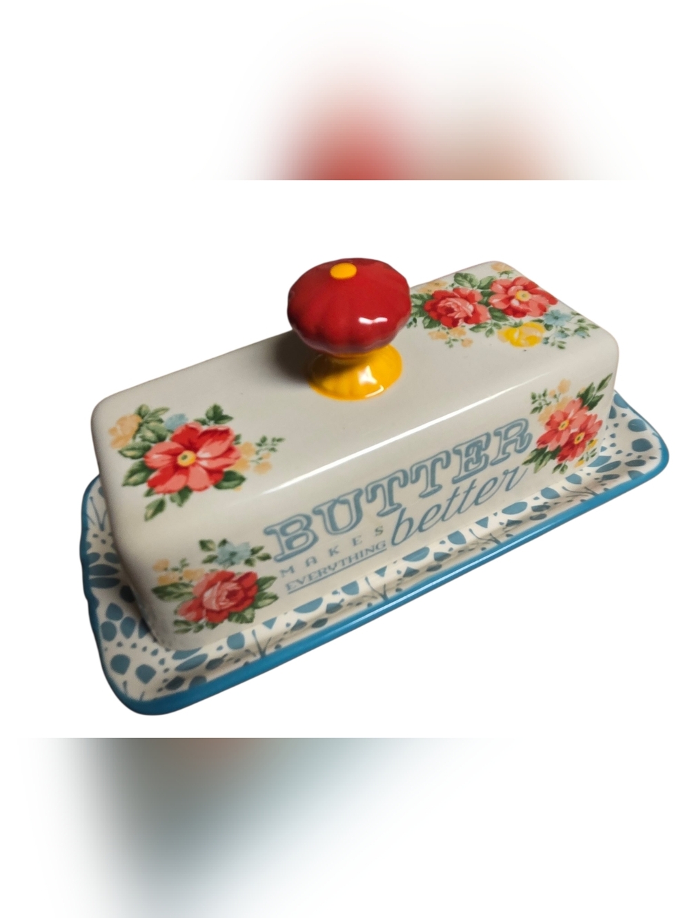 The Pioneer Woman by Ree Drummond durable stoneware floral   Butter Dish